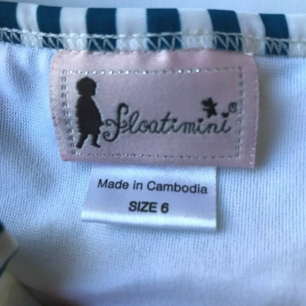 Floatimini Girls Swimsuit Top Size 6 Ruffed Tiered Straps Beach Sailboat…